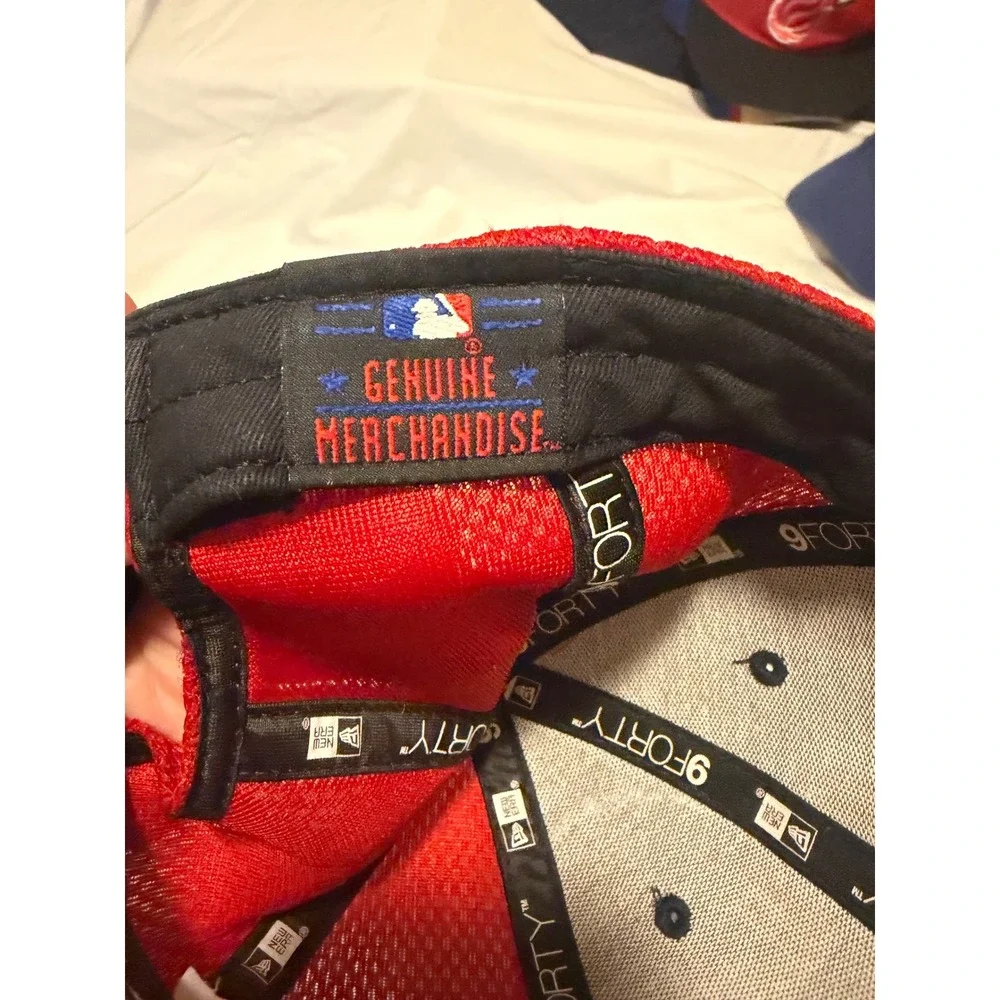 New Era 9FORTY Cleveland Indians Youth Hat Navy Blue Red Mesh‎ Adjustable Cap